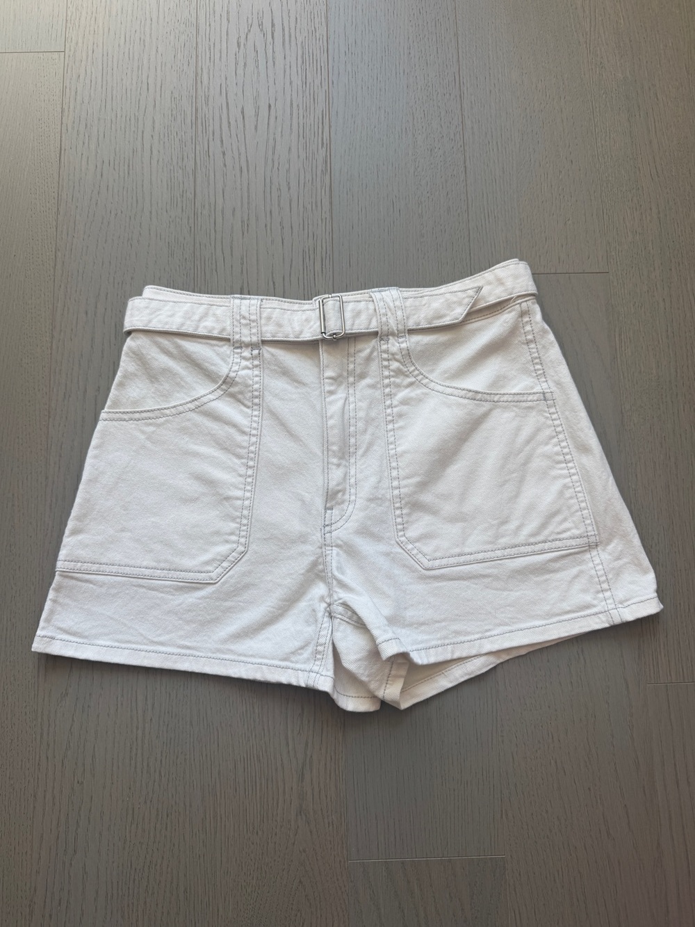 Club Monaco White High-Rise Denim Shorts - Picture 5 of 9